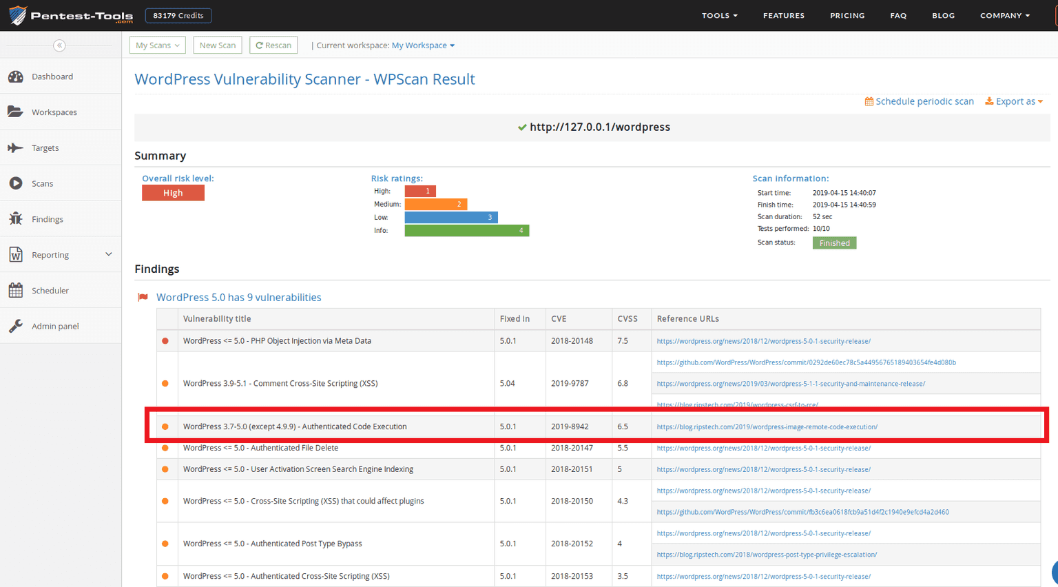website vulnerability scanner report